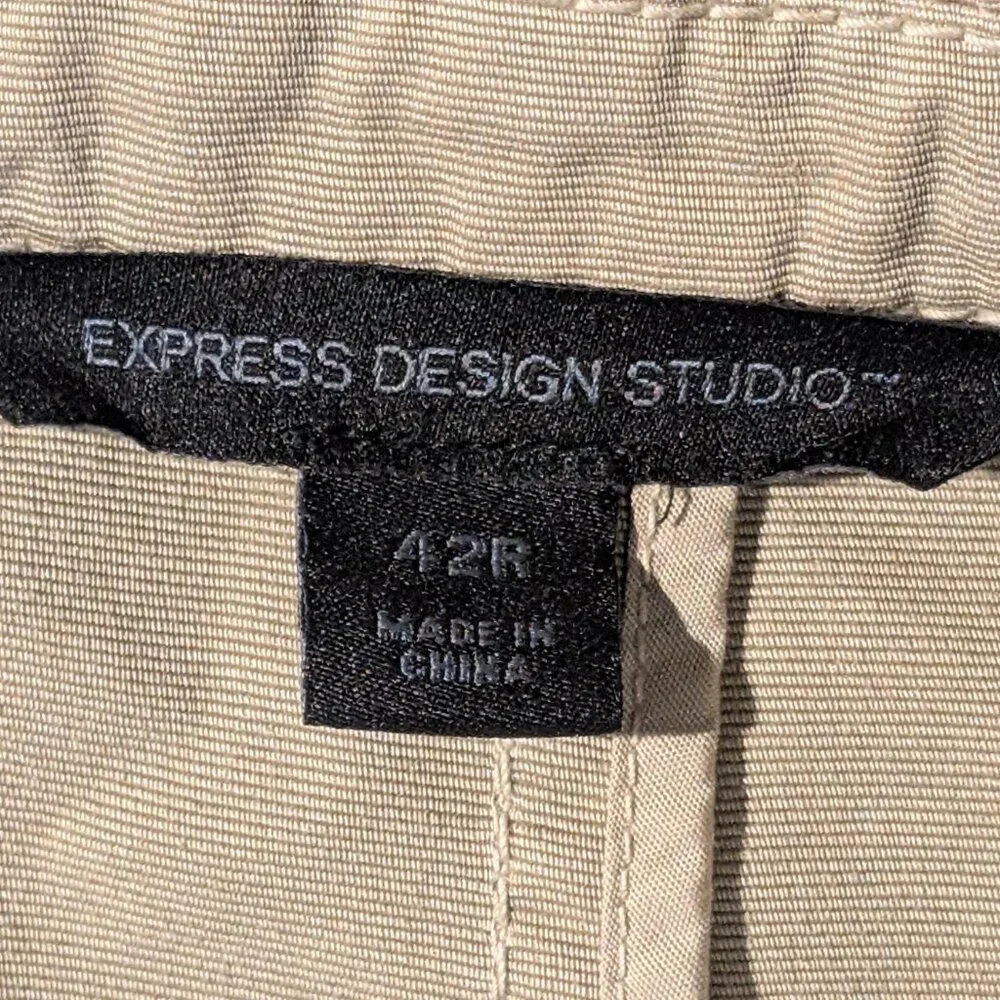 Express Design Studio Khaki Chino Blazer Men's Size 42R Tan Lightweight